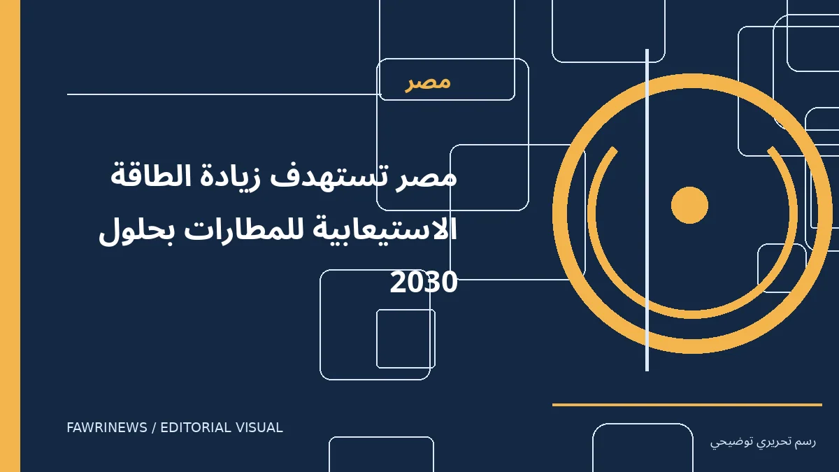 رسم توضيحي تحريري لموضوع: مصر تستهدف زيادة الطاقة الاستيعابية للمطارات بحلول 2030